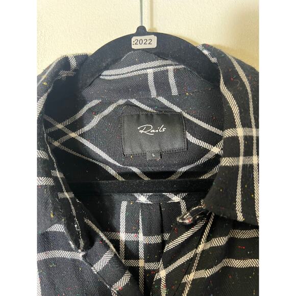 Rails Black and White with Color Flecks Flannel Long Sleeve Button Up Shirt Sz L - Picture 3 of 3